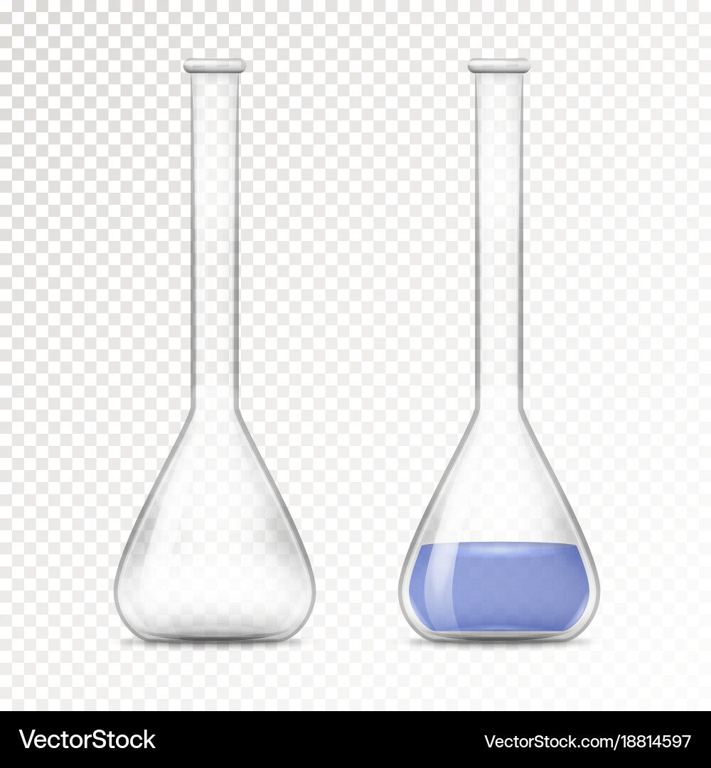 Empty and filled flask for chemical lab vector image