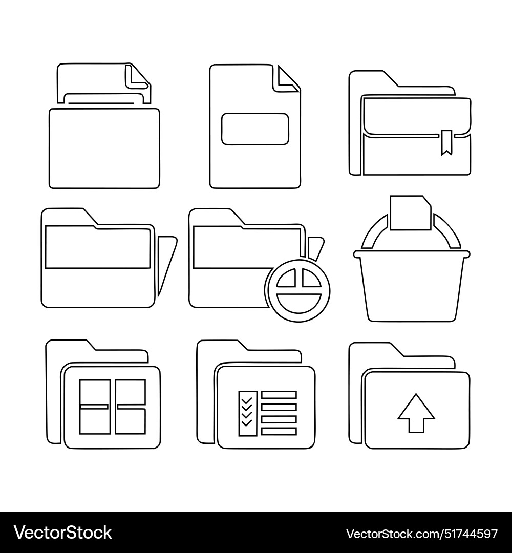 Folder icon set shape on white background Folder icon set shape on white background vector image