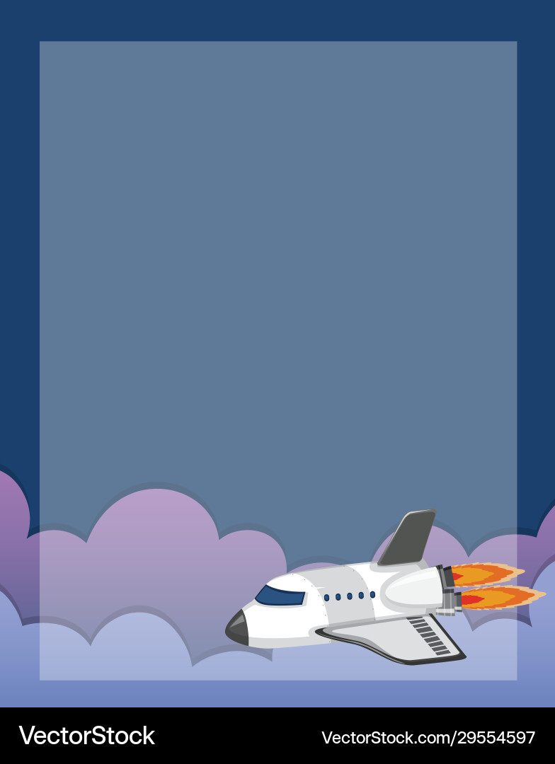 Frame design template with spaceship flying Frame design template with spaceship flying vector image