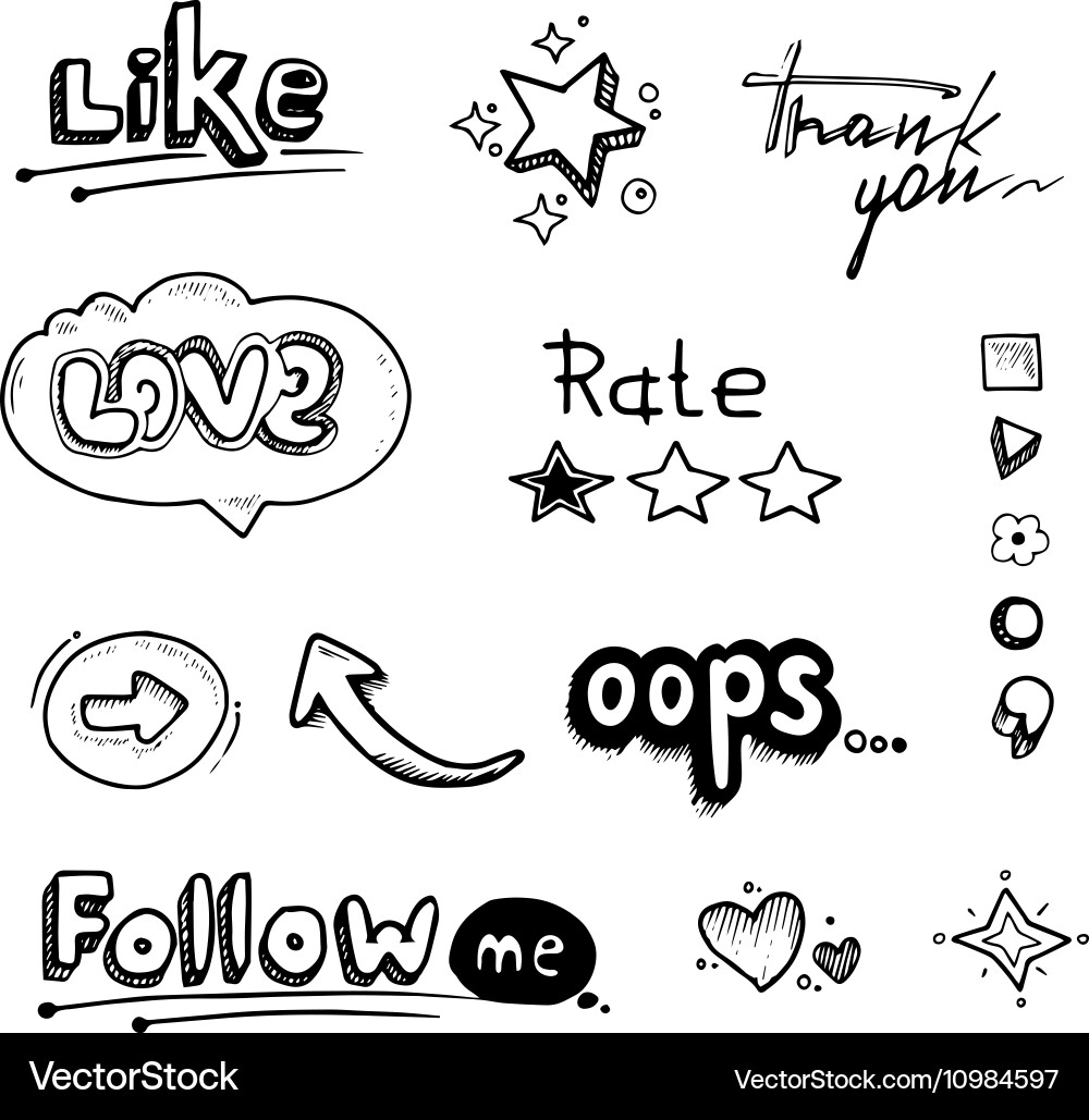 Hand drawn set of speech bubbles with dialog words vector image