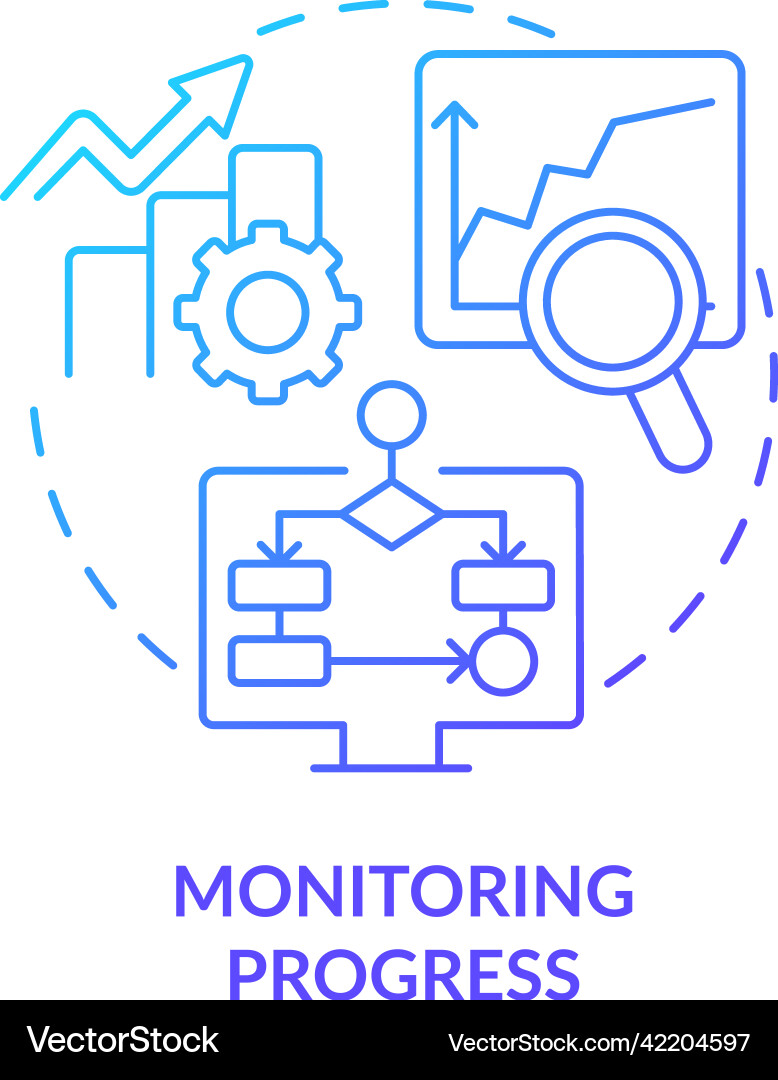 Monitoring progress blue gradient concept icon Monitoring progress blue gradient concept icon vector image