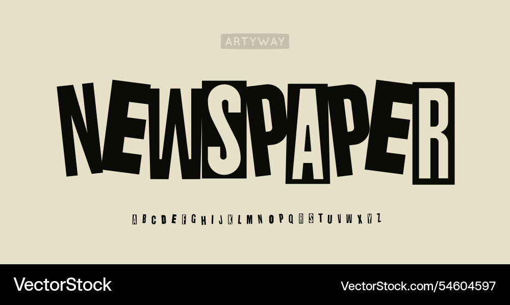Newspaper collage alphabet cutout newsletter font Newspaper collage alphabet cutout newsletter font vector image