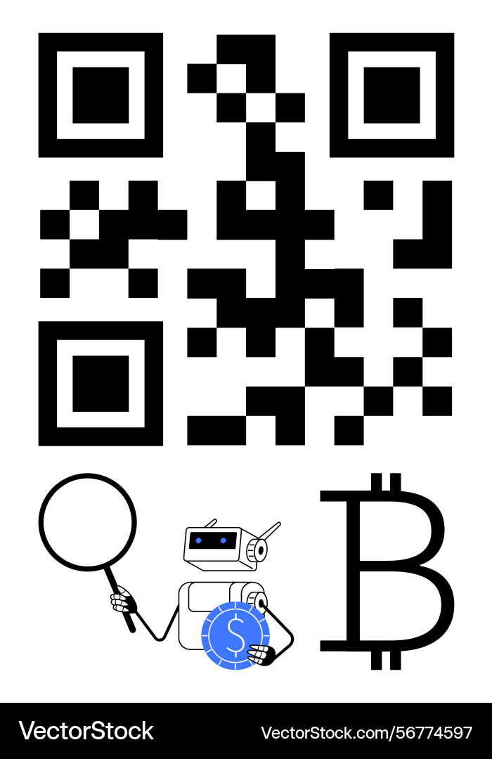 Qr code robot analyzing cryptocurrency Qr code robot analyzing cryptocurrency vector image