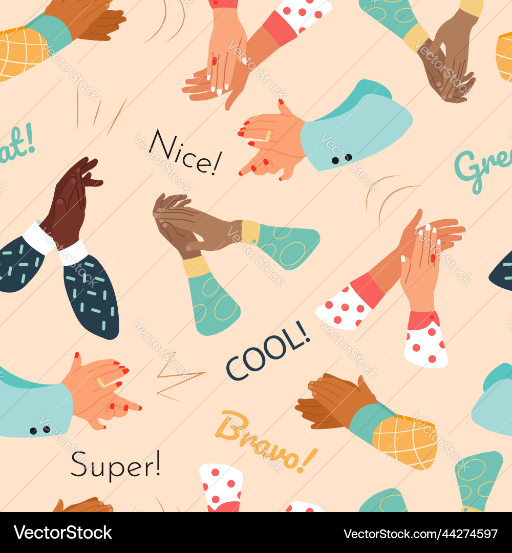 Seamless pattern with applause handclaps Vector Image