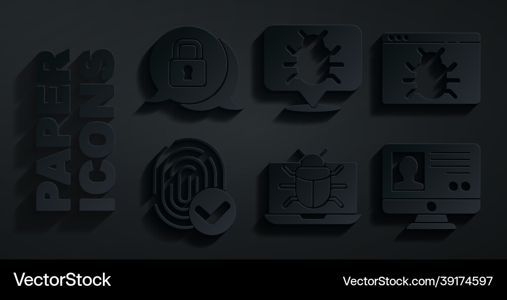 Set system bug on monitor fingerprint create Vector Image