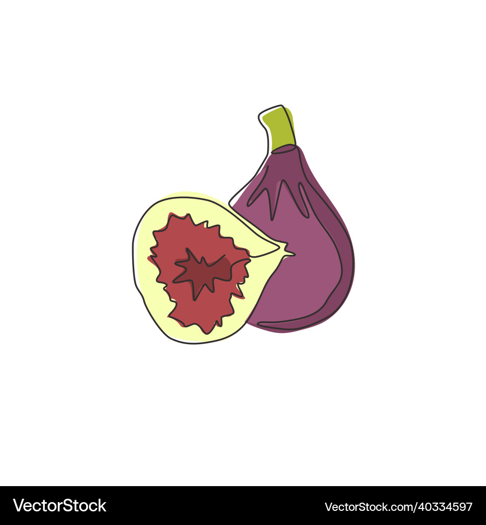 Single continuous line drawing whole sliced Single continuous line drawing whole sliced vector image