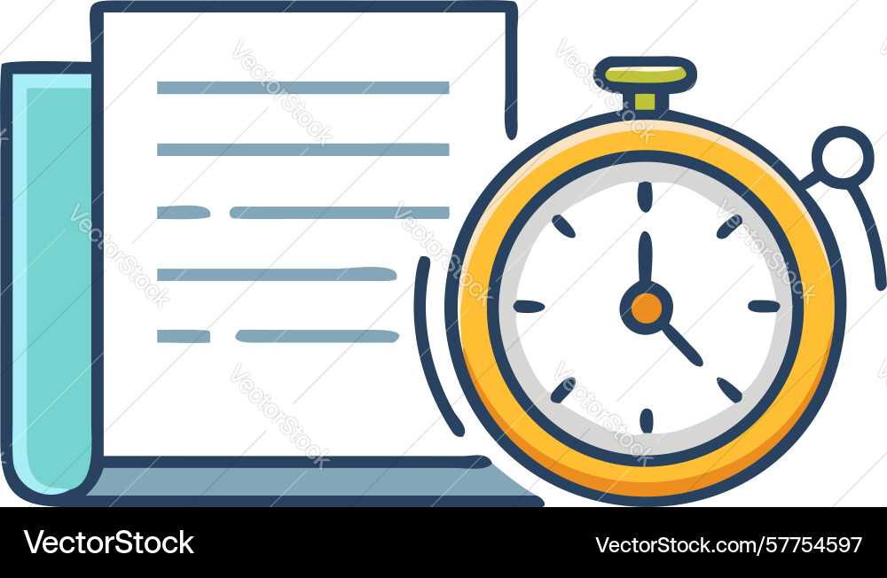 Stopwatch document icon for tracking progress and vector image
