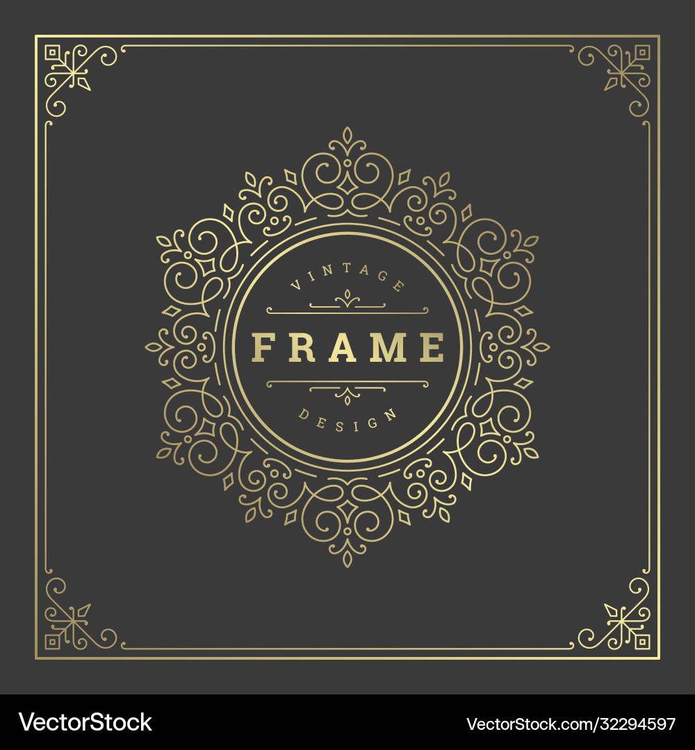 Vintage flourishes ornament swirls lines frame Vector Image