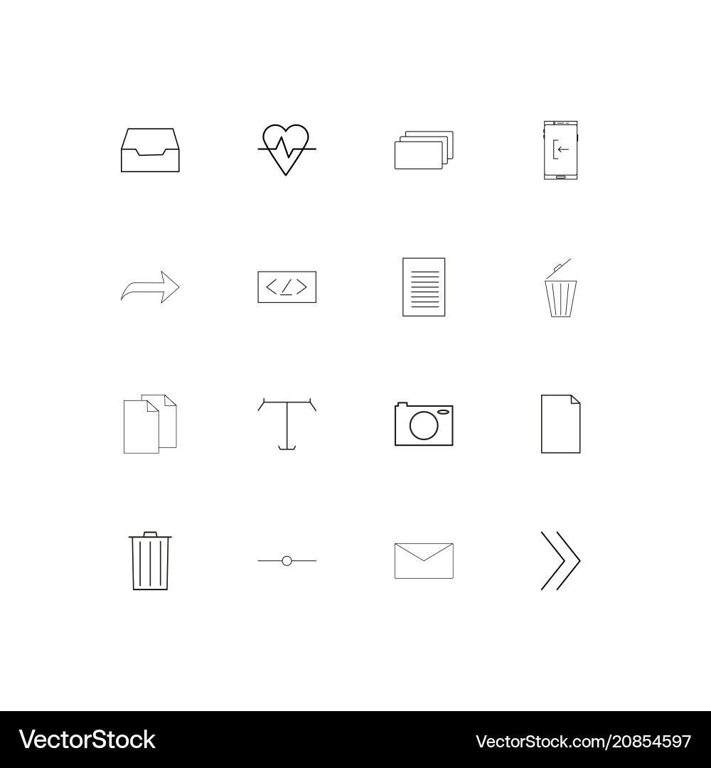 Web linear thin icons set outlined simple vector image