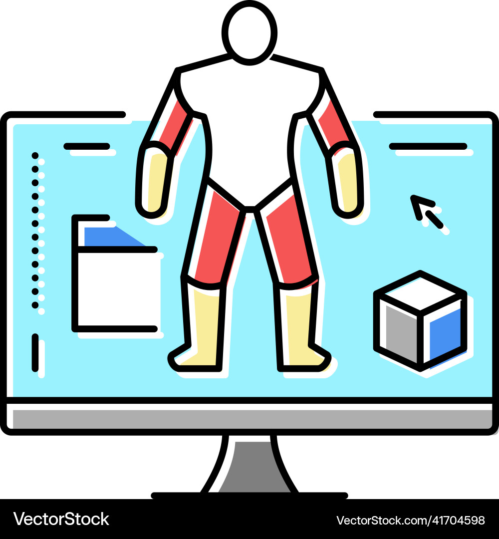 3d modeling characters color icon 3d modeling characters color icon vector image
