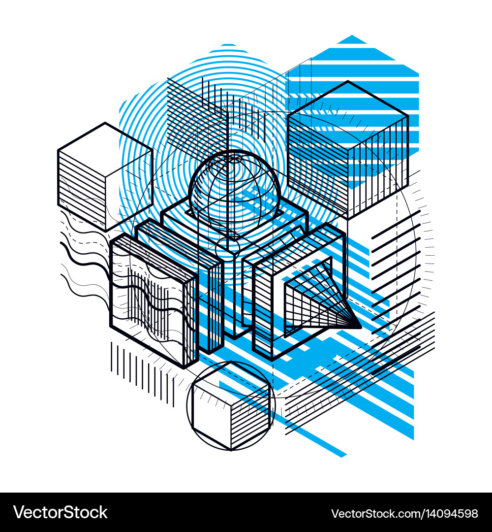 Abstract background with isometric elements Vector Image