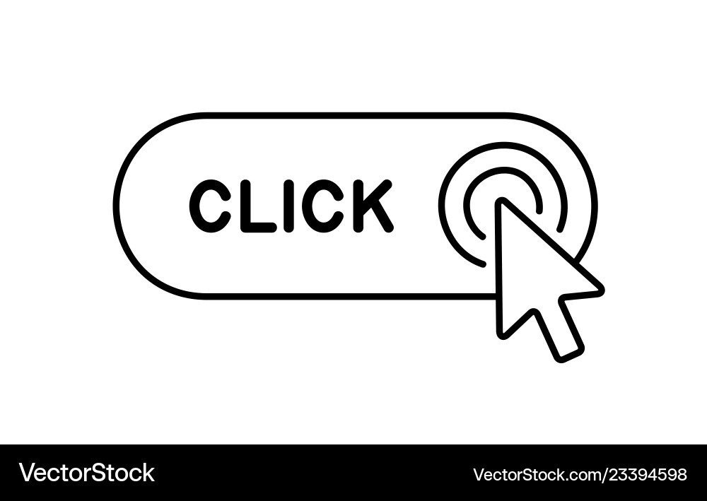 Click here button with cursor icon vector image