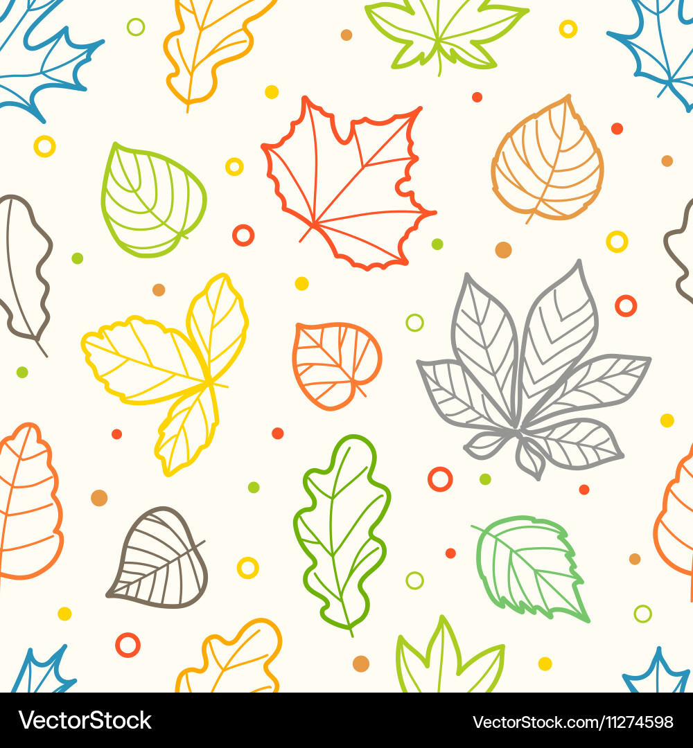 Colorful Leaf Silhouettes Pattern Vector Image