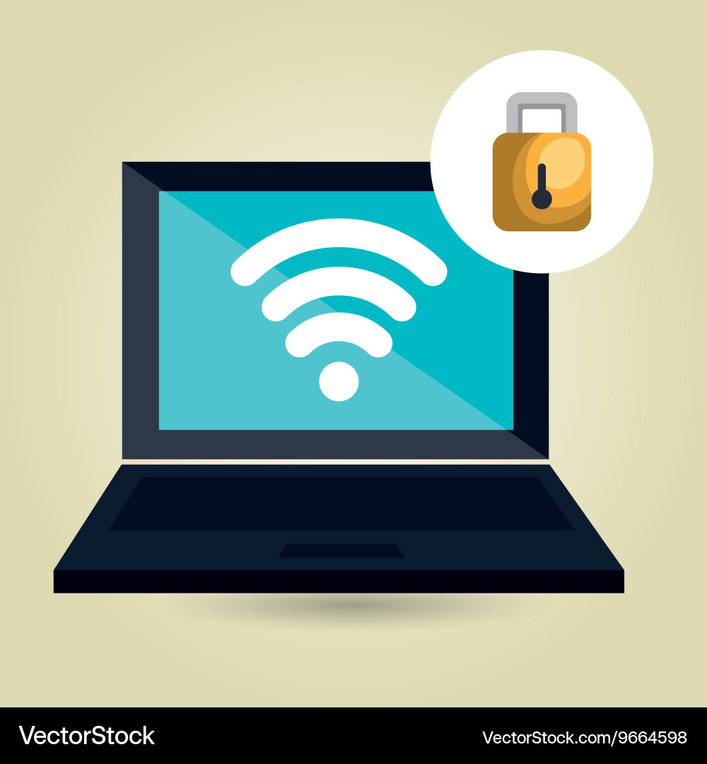 Computer laptop with padlock isolated icon design vector image