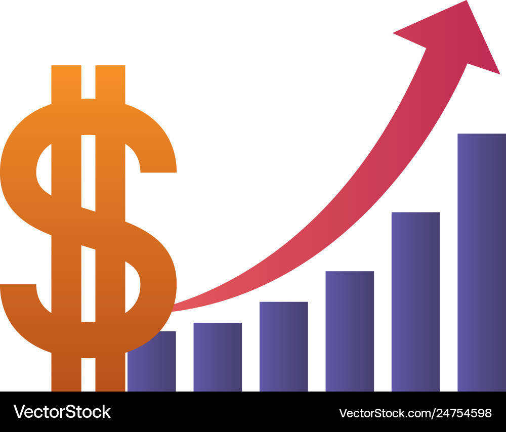 Dollar symbol with bar graph isolated icon vector image