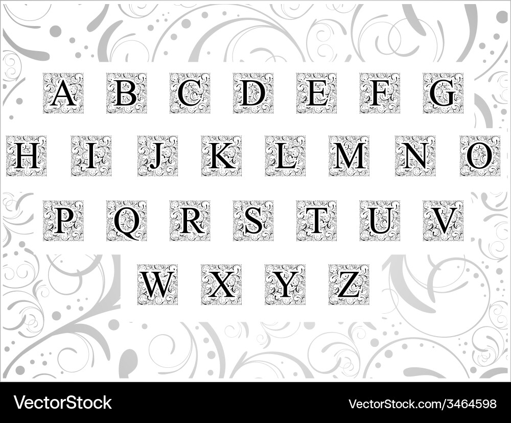 Elegant Floral Alphabet Font Vector Image