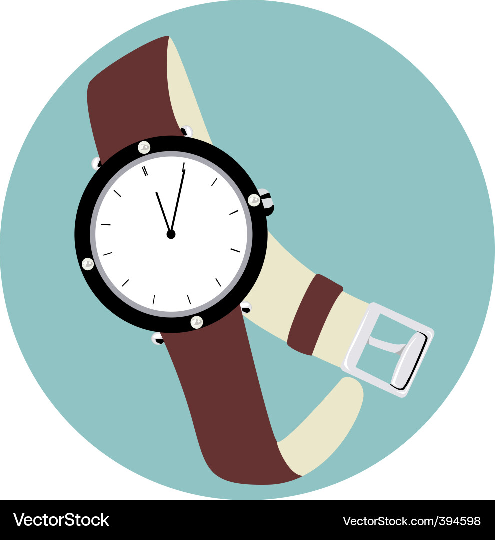 Elegant Leather Wristwatch Vector Image