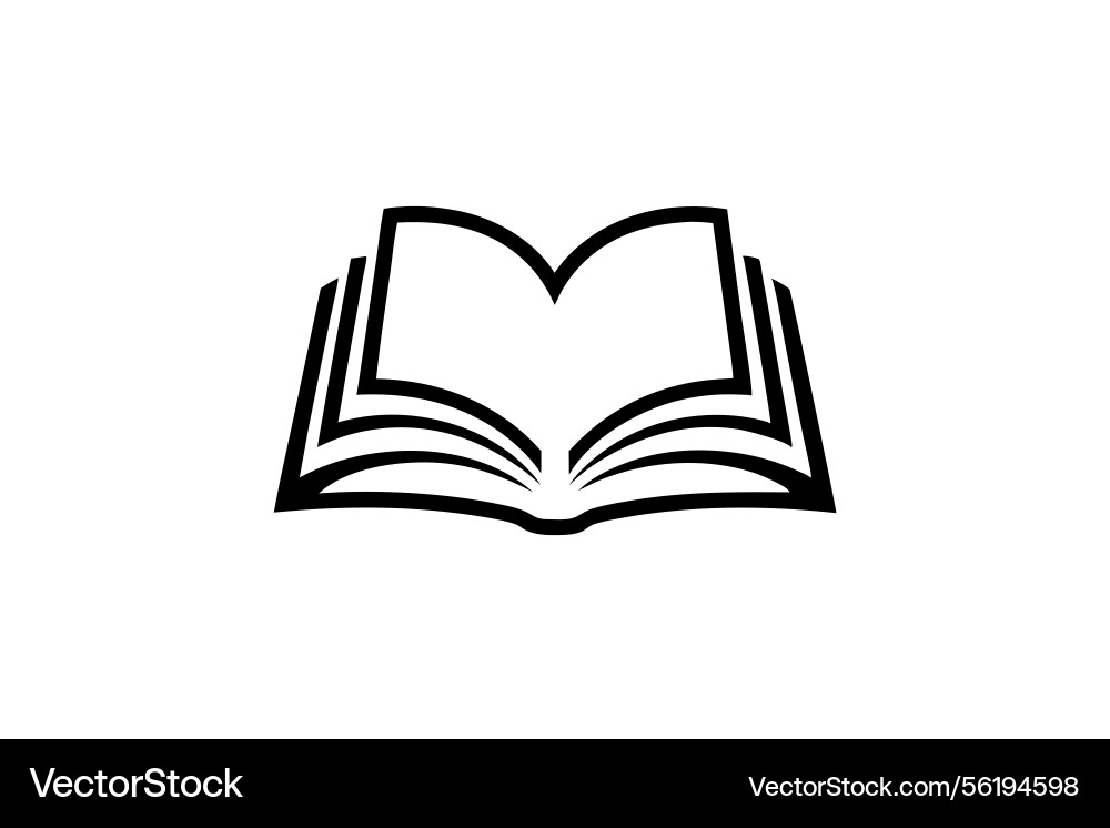 Elegant simple line drawing of an open book vector image