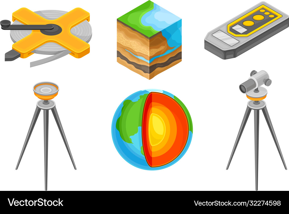 Geology measurement instruments with soil cross Geology measurement instruments with soil cross vector image