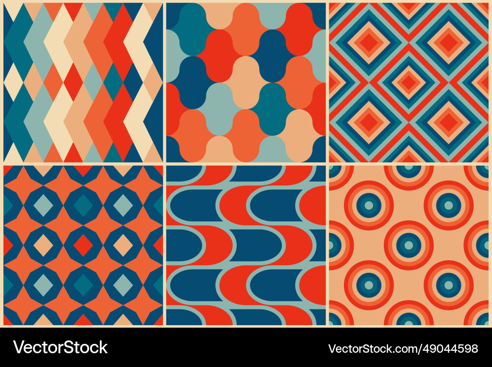 Geomatical retro seamless patterns in the style Geomatical retro seamless patterns in the style vector image