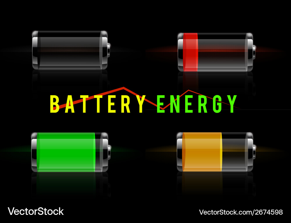 Glossy transparent battery level indicator Vector Image