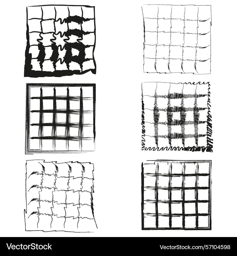 Grid pattern set distorted square meshes warped Grid pattern set distorted square meshes warped vector image
