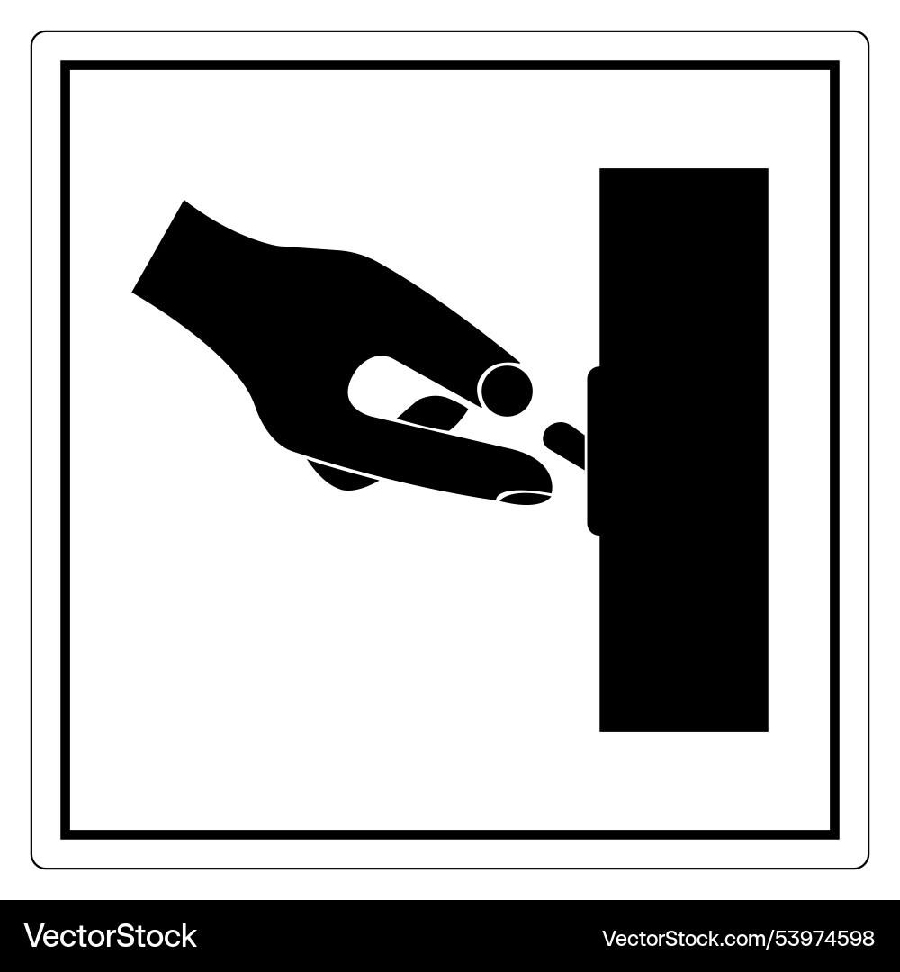 Hand interaction with vertical surface symbol Hand interaction with vertical surface symbol vector image