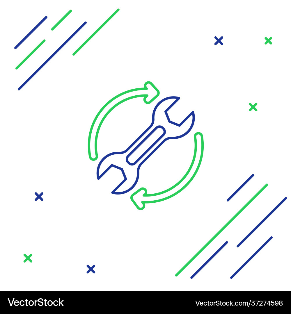 Line wrench spanner and arrows as workflow icon vector image