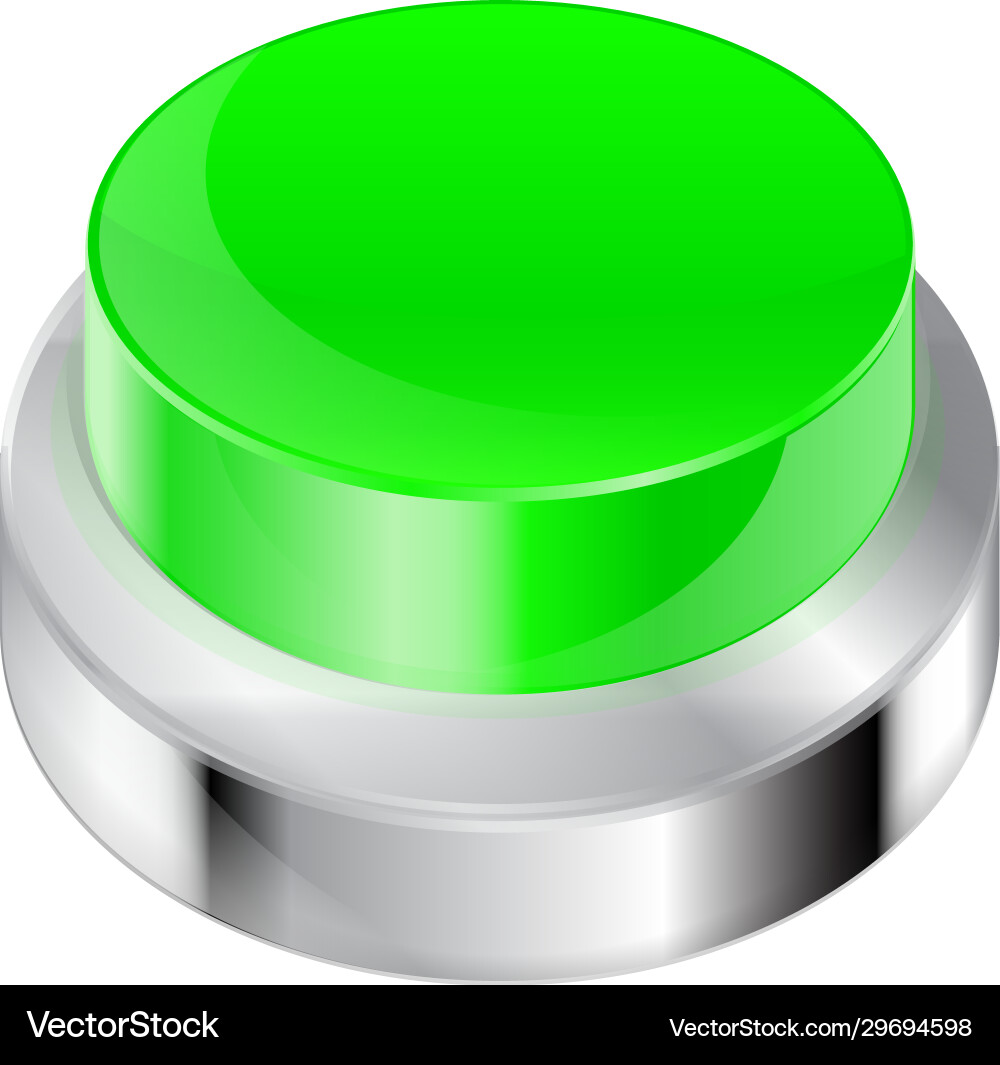 Metallic Green Push Button 3D vector image