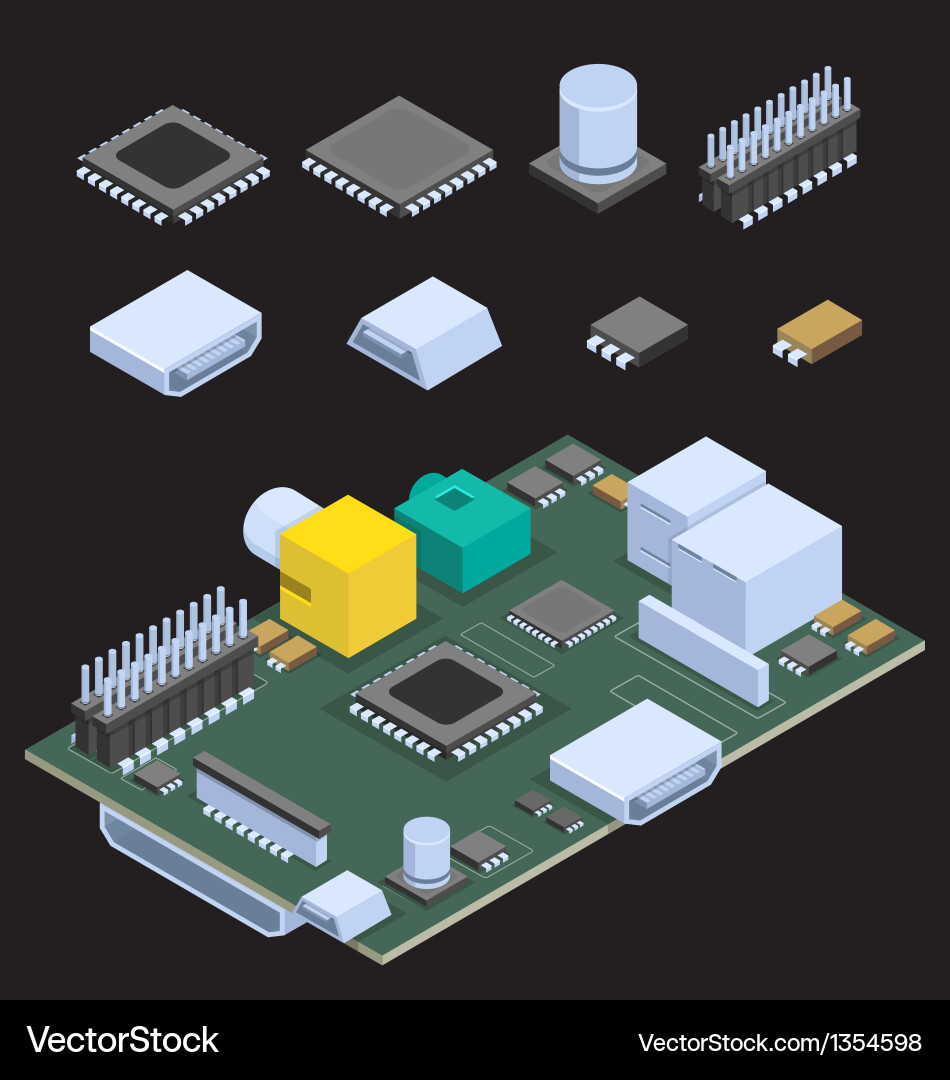 Microchip Isometric View vector image