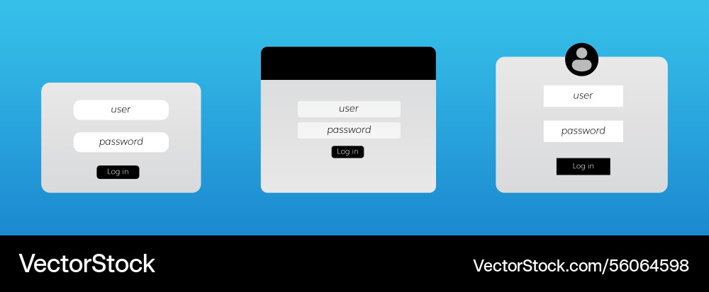 Multiple login interface designs with user input Vector Image