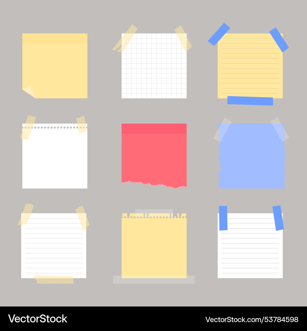 Paper notes stickers or notepad pages Paper notes stickers or notepad pages vector image
