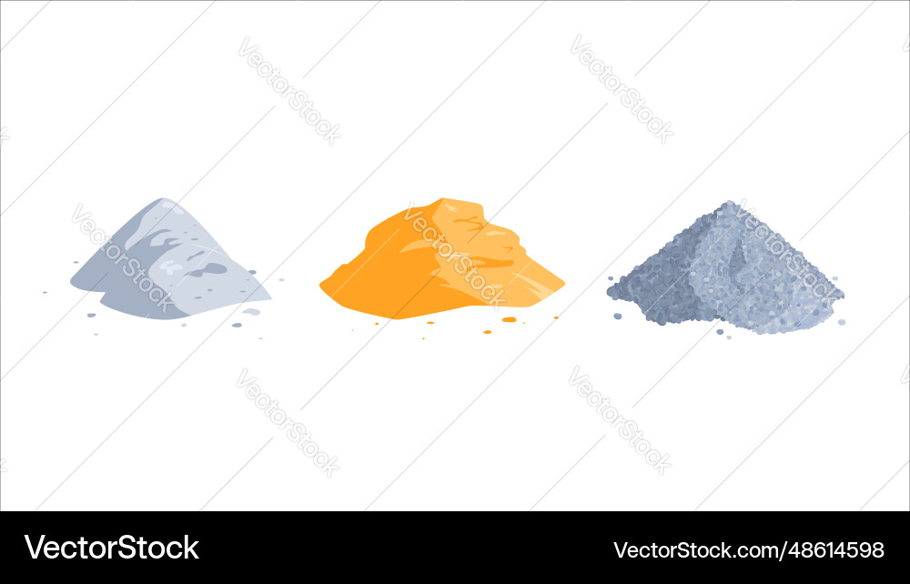Sand cement gravel piles icons Sand cement gravel piles icons vector image