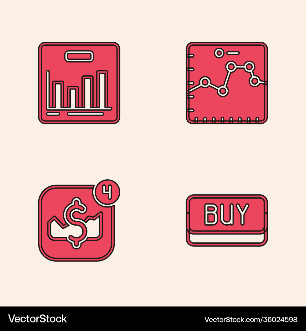 Set buy button pie chart infographic browser Vector Image