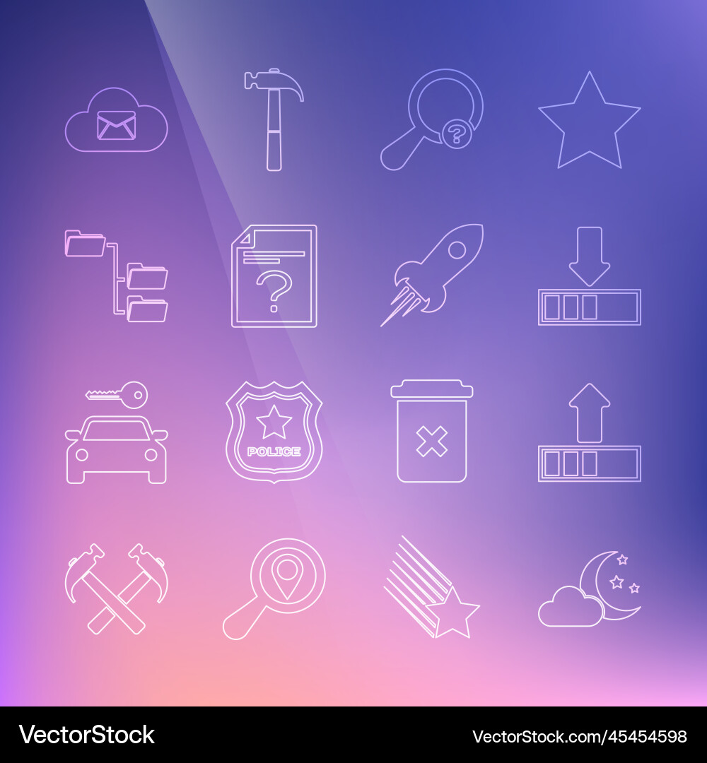 Set line cloud with moon and stars loading Set line cloud with moon and stars loading vector image