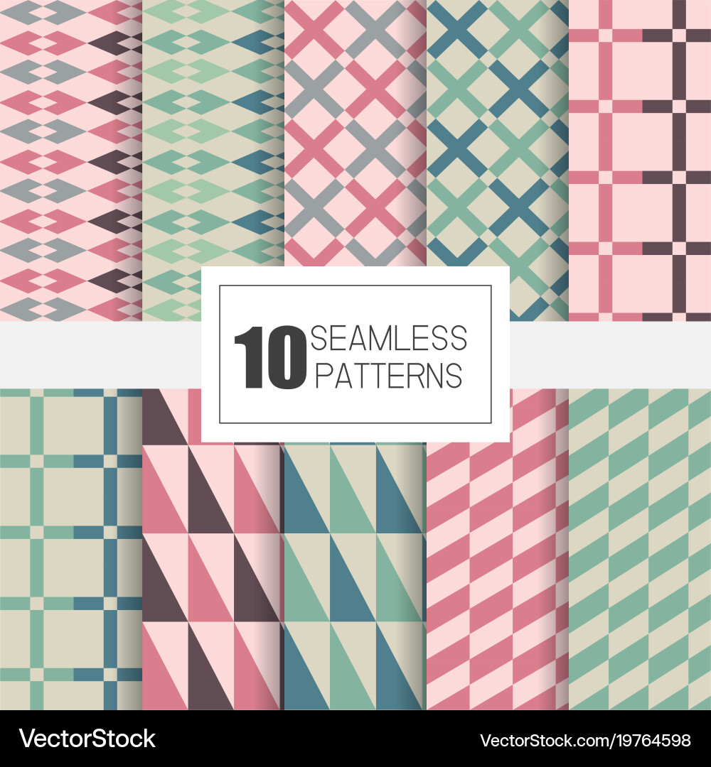 Set of 10 seamless patterns with geometry design Vector Image