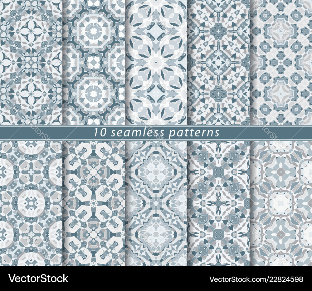 Set of ten seamless abstract patterns Set of ten seamless abstract patterns vector image