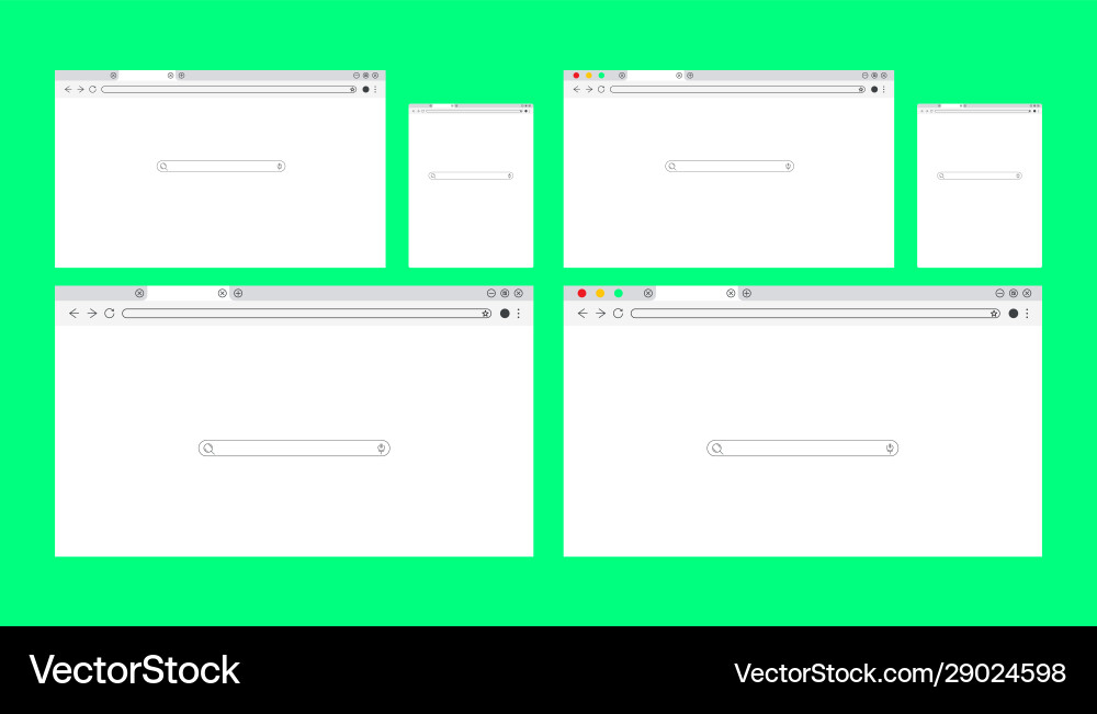 Simple white web browser window with a green Simple white web browser window with a green Vector Image