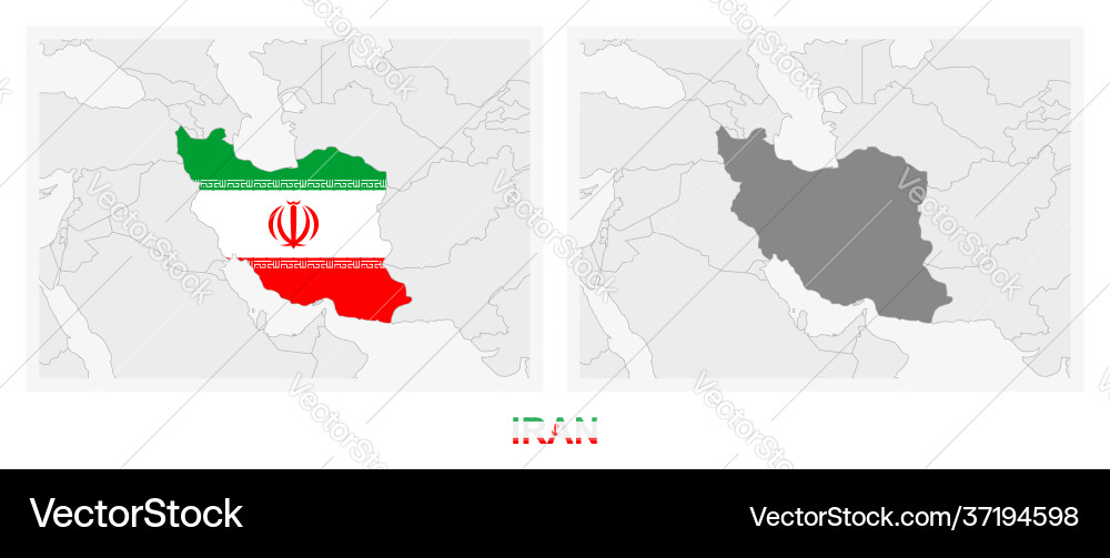 Two versions map iran with flag Two versions map iran with flag vector image