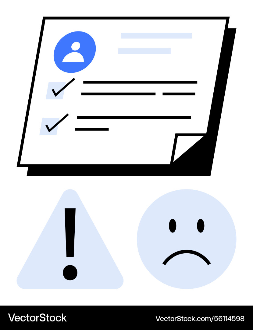 User profile document with checkmarks warning User profile document with checkmarks warning vector image