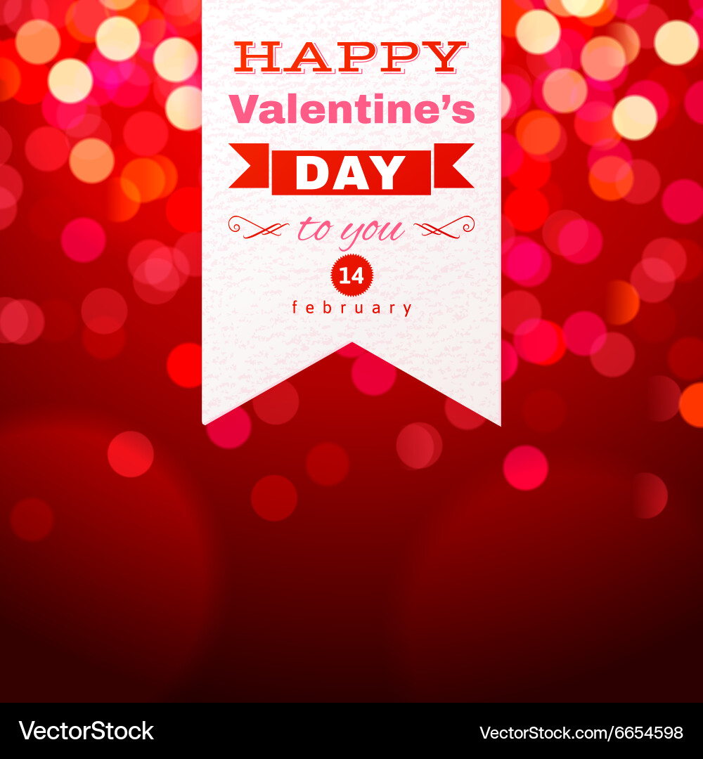 Valentines day type design over red bokeh Vector Image