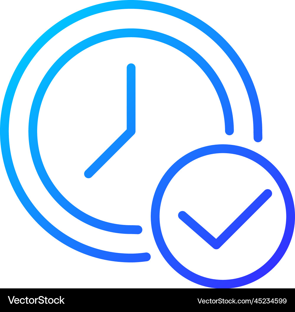 Clock with check mark pixel perfect gradient vector image