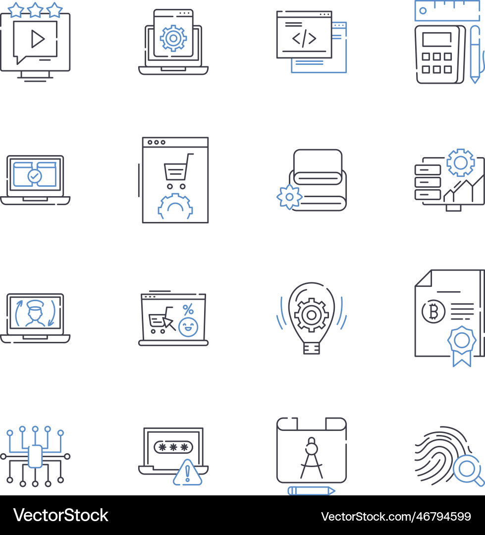 Complex adaptive systems line icons collection Vector Image