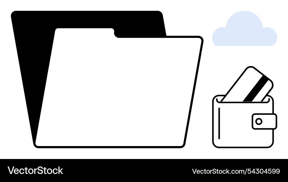 Digital storage concept with folder wallet Vector Image