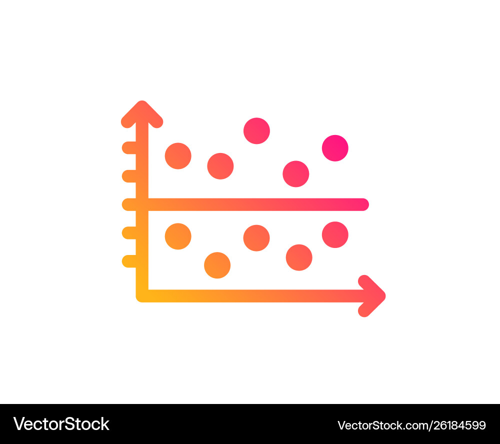 Dot plot graph icon presentation chart sign Vector Image