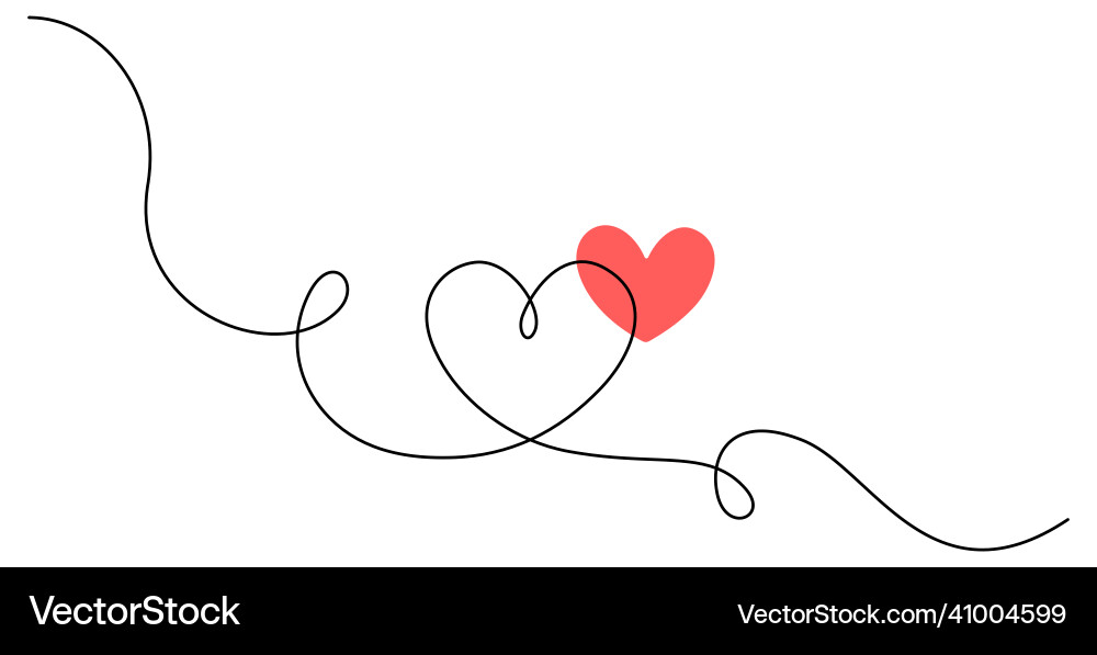 One continuous drawing of heart and color shape One continuous drawing of heart and color shape vector image