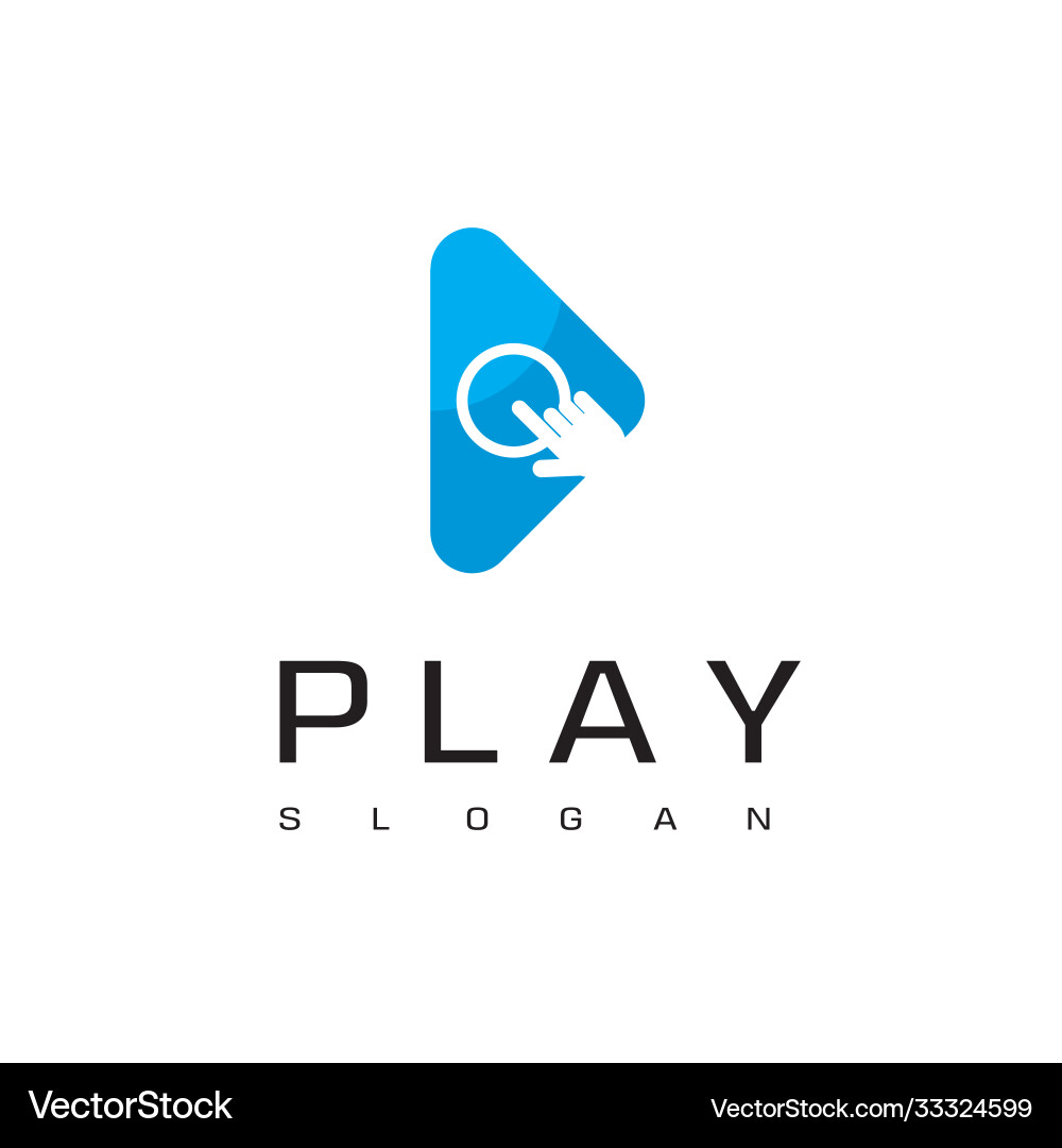 Play button for media player logo with cursor Vector Image
