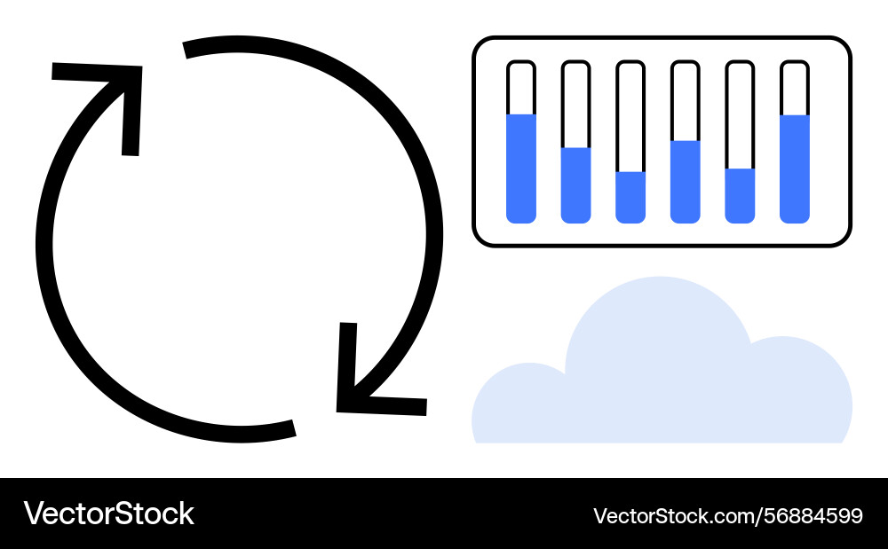 Process automation with cloud integration and data Process automation with cloud integration and data vector image