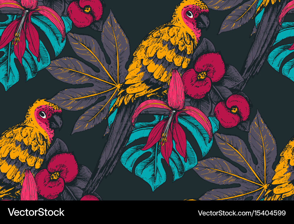 Seamless pattern with compositions of hand vector image