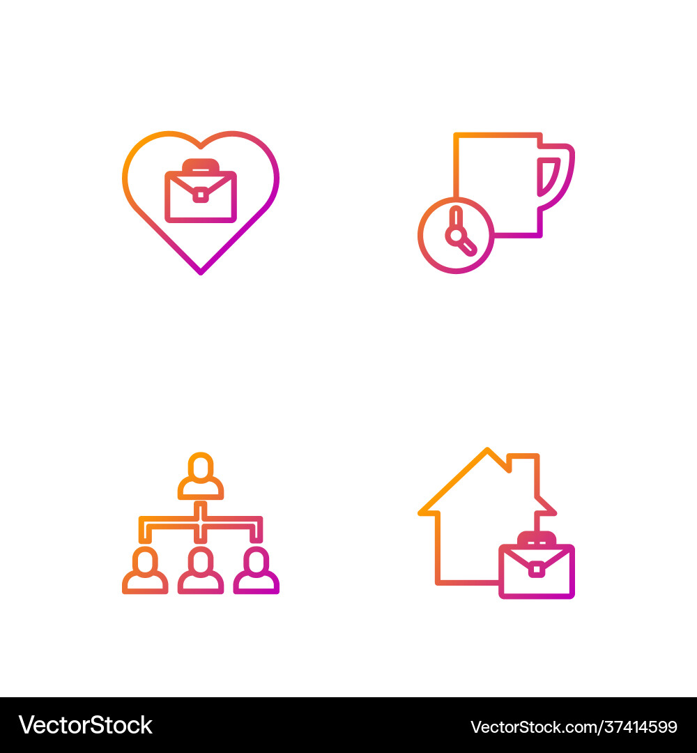Set line online working hierarchy organogram Set line online working hierarchy organogram vector image